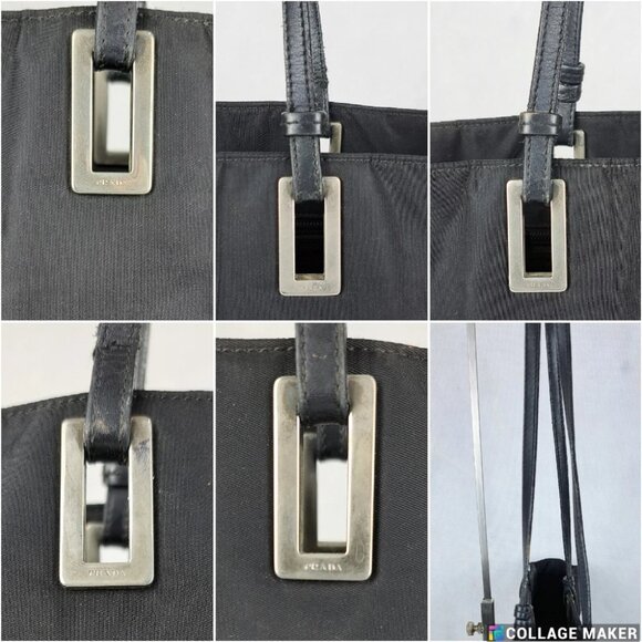 Authentic PRADA Vintage Nylon Tessuto Leather Shoulder Tote Hand Bag Black - Picture 11 of 14